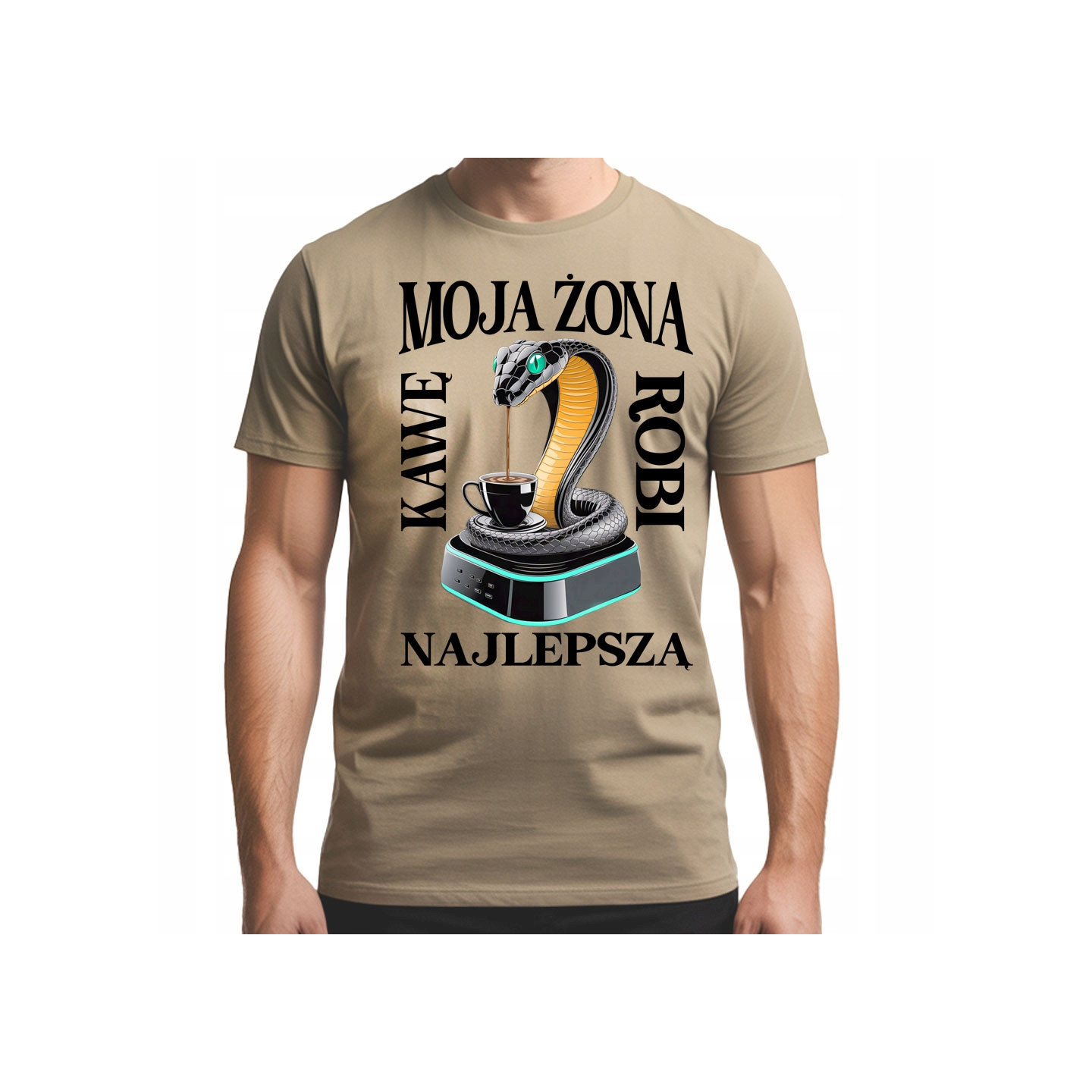 Koszulka z nadrukiem "Moja żona robi najlepszą kawę" wesoła na prezent
