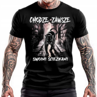 Koszulka z nadrukiem "Chodzę zawsze swoimi ścieżkami" wesoła na prezent