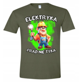 ELEKTRYK KOSZULKA na PREZENT DLA ELEKTRYKA FACHOWCA WESOŁA ZABAWNA NAPISY