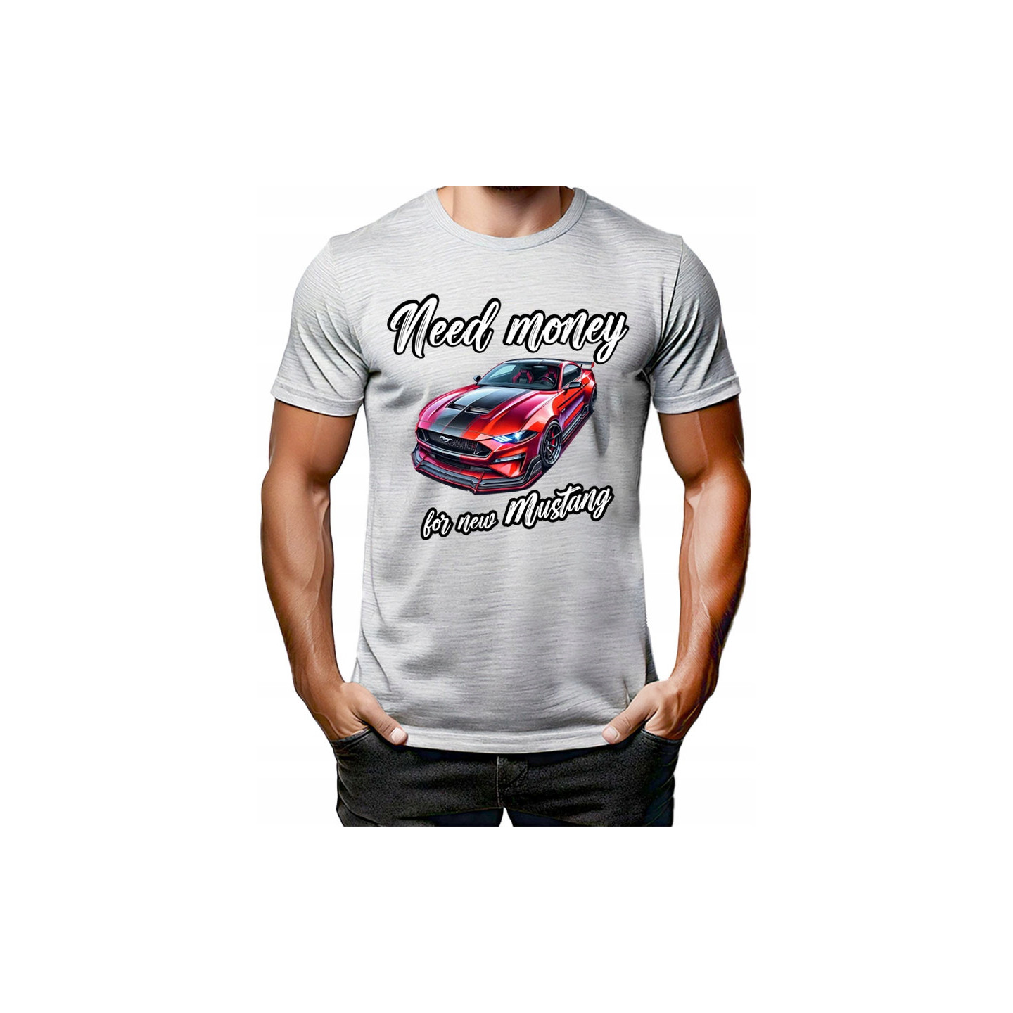 MUSTANG KOSZULKA MĘSKA NEED MONEY FOR NEW MUSTANG WESOŁA NA PREZENT