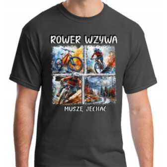 KOSZULKA ROWEROWA ROWER MĘSKA Z NADRUKIEM PREZENT DLA ROWERZYSTY SPORT