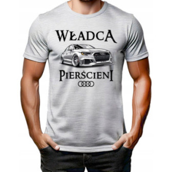 AUDI KOSZULKA MĘSKA Z NADRUKIEM AUDI WŁADCA PIERŚCIENI SAMOCHODOWA DLA FANA