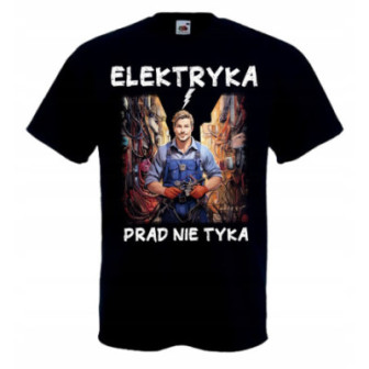 KOSZULKA MĘSKA ELEKTRYK dla ELEKTRYKA WESOŁA na PREZENT ŚMIESZNA HIT