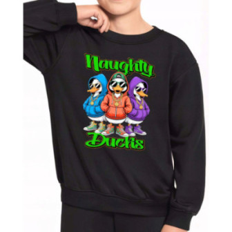 Bluza dziecięca młodzieżowa premium stylowy nadruk luz kaczki na czasie.