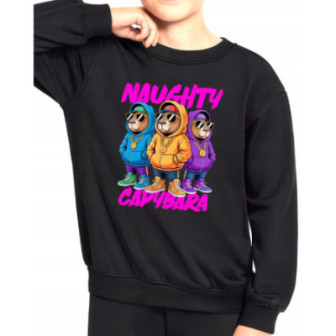 Bluza dziecięca młodzieżowa premium stylowy nadruk luz kapibara na czasie.