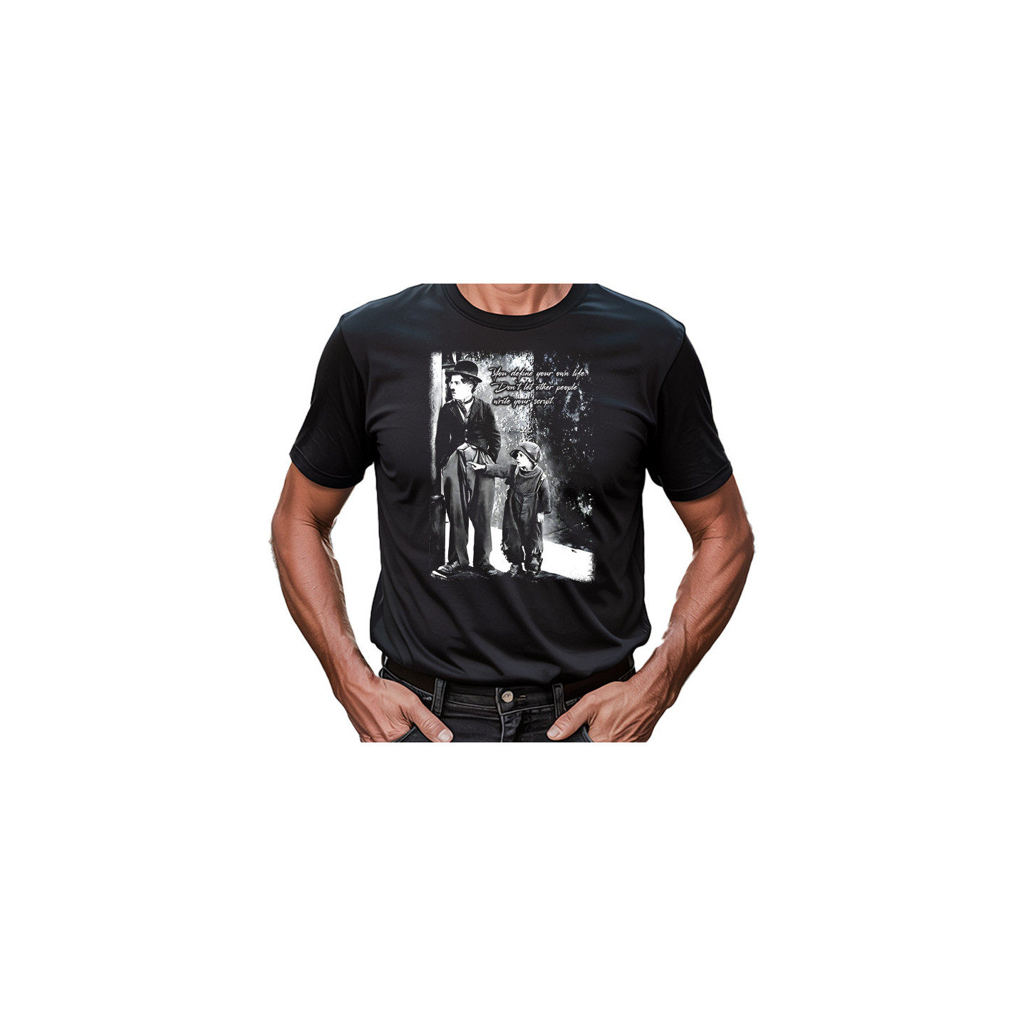 Koszulka z nadrukiem motywacyjnym Charlie Chaplin na prezent motywacja styl